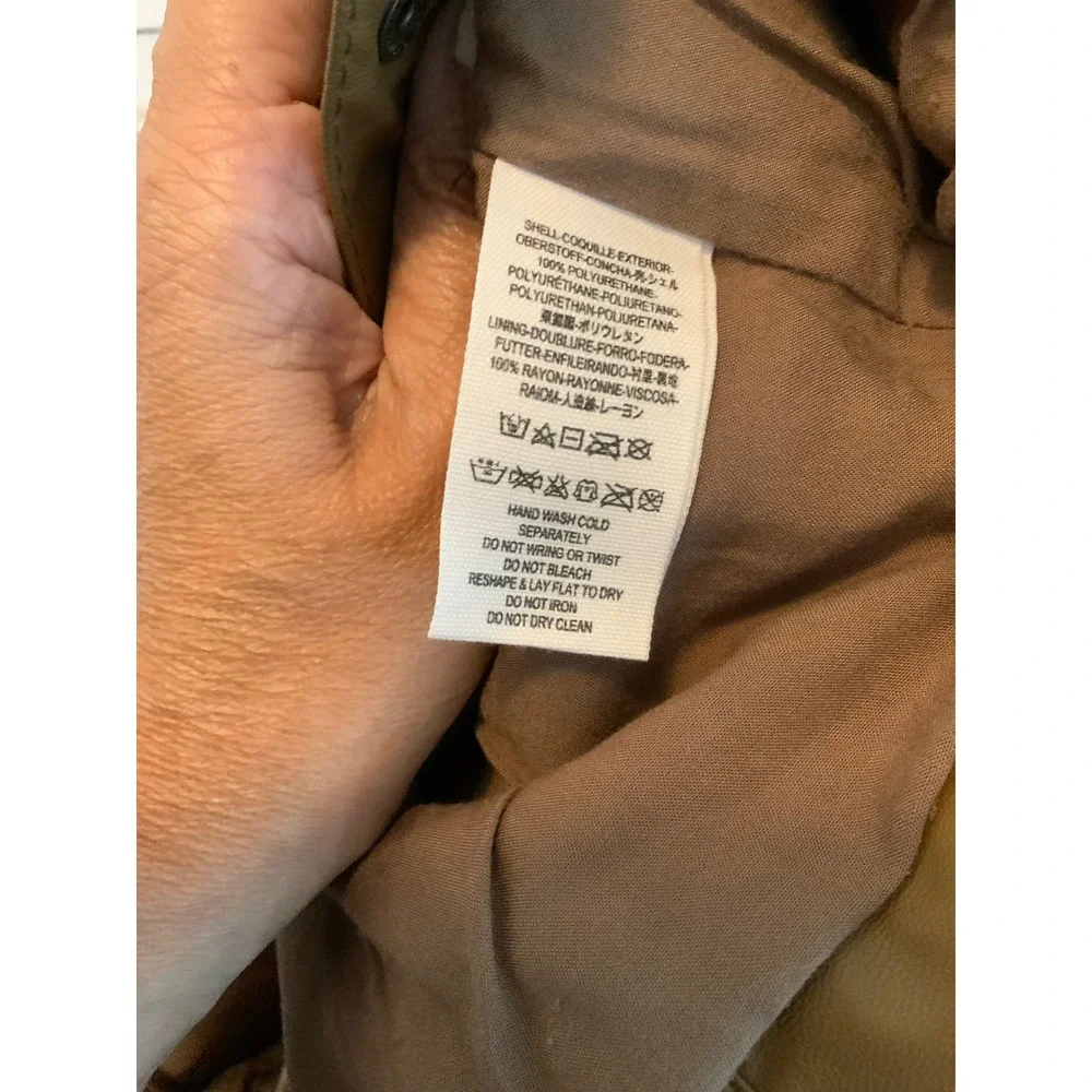 Free People Oh Snap Faux Leather Mini Skirt Brown Olive Snap Front Size 0
